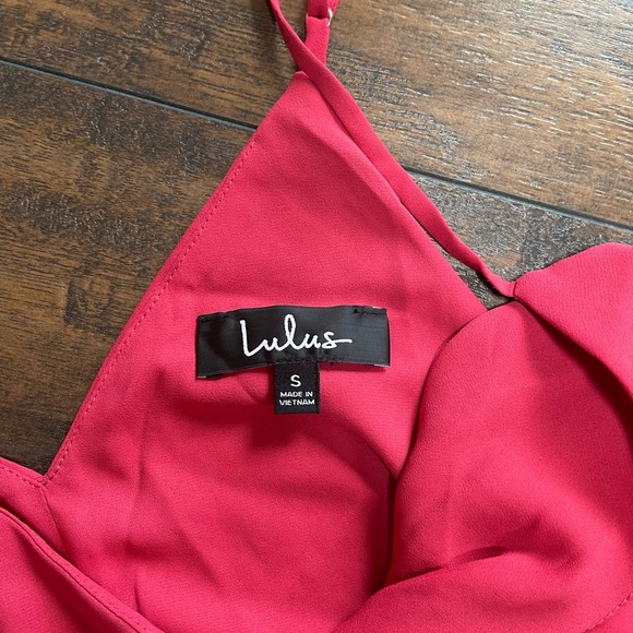 Women’s Lulus Manhattan Moment Berry Pink Ruffled Midi Wrap Dress - Picture 7 of 9